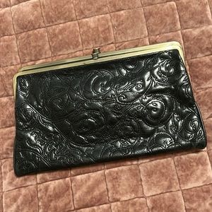 Black embroidered HOBO Lena wallet/clutch